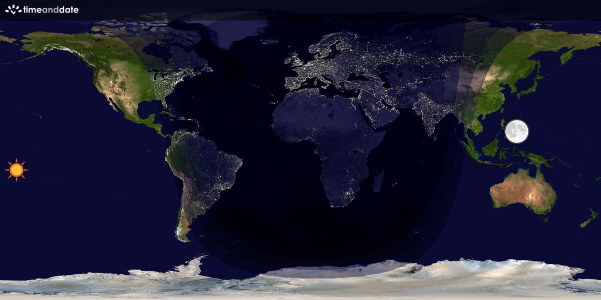 Verdenskart som viser dag og natt 