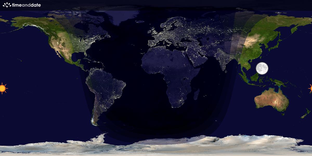 Verdenskart som viser dag og natt 