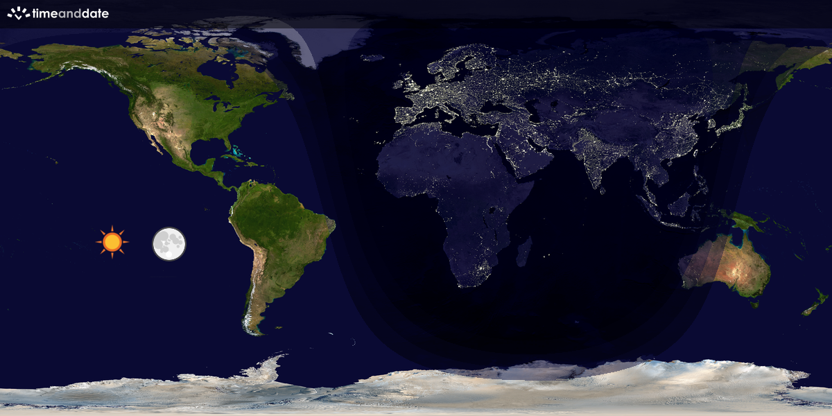 Verdenskart som viser dag og natt 