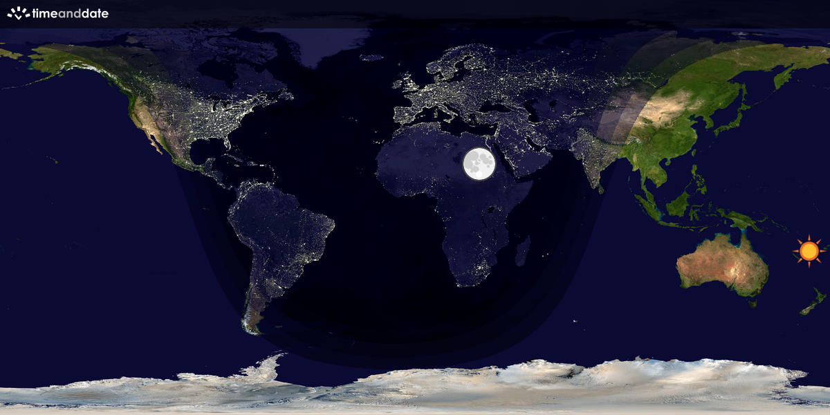 Verdenskart som viser dag og natt 