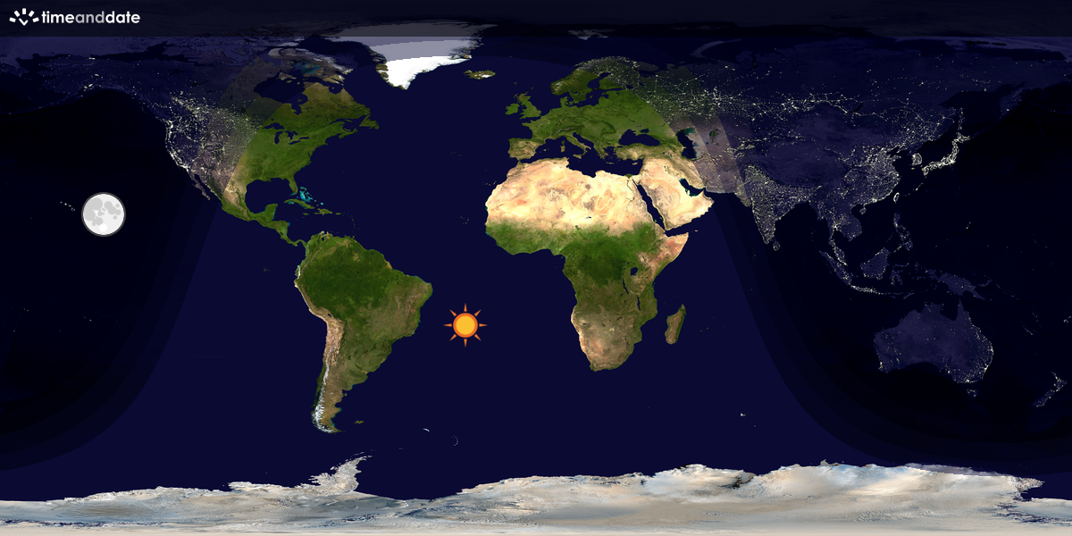 Verdenskart som viser dag og natt 