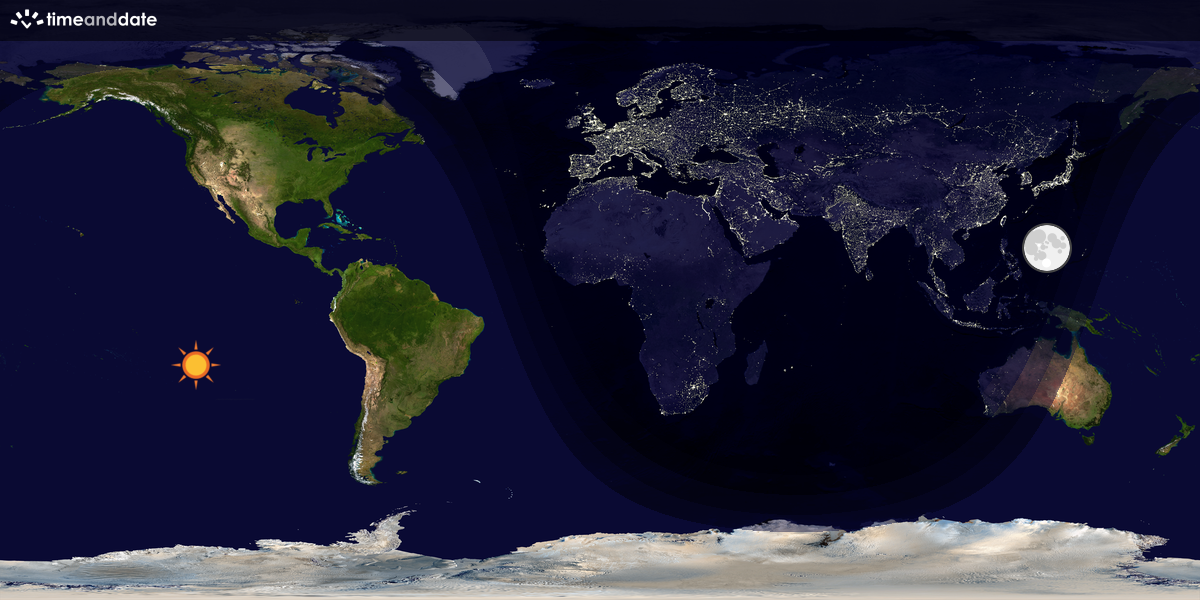 Verdenskart som viser dag og natt 