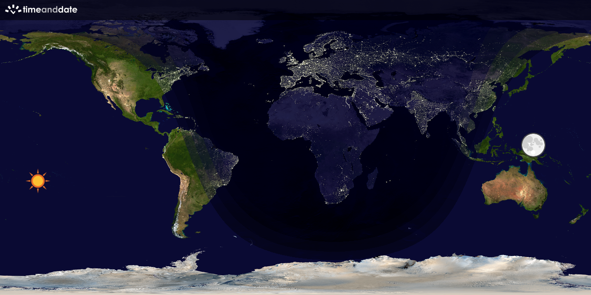 Verdenskart som viser dag og natt 
