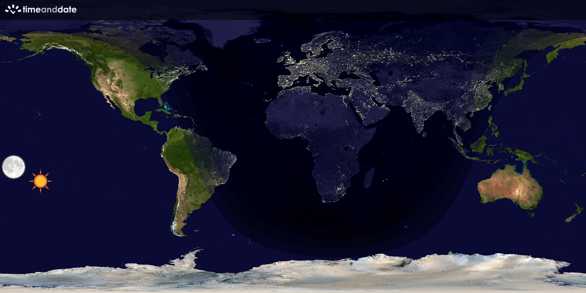 Verdenskart som viser dag og natt 