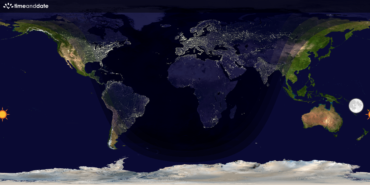 Verdenskart som viser dag og natt 
