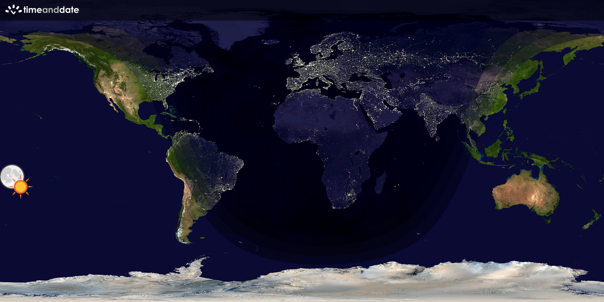 Verdenskart som viser dag og natt 