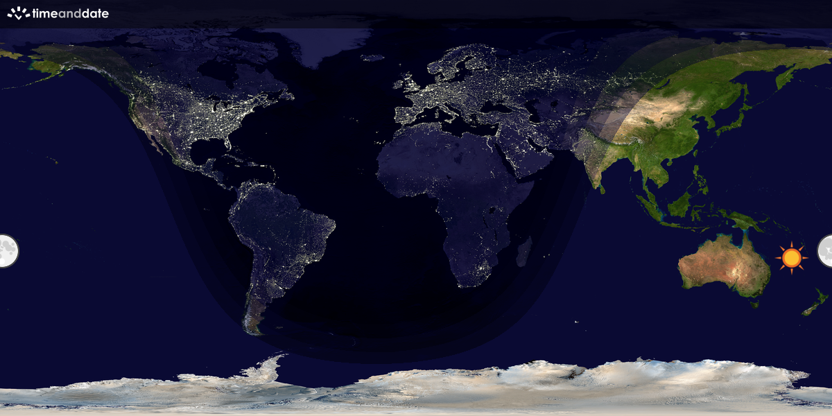 Verdenskart som viser dag og natt 