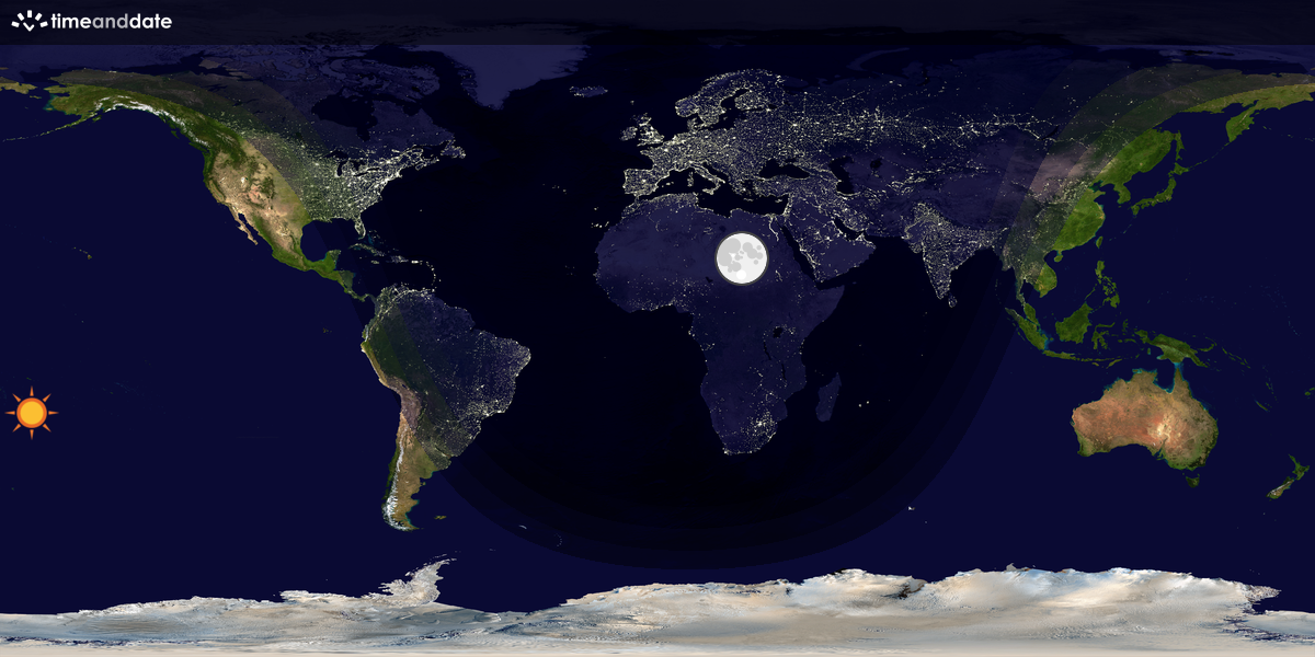 Verdenskart som viser dag og natt 