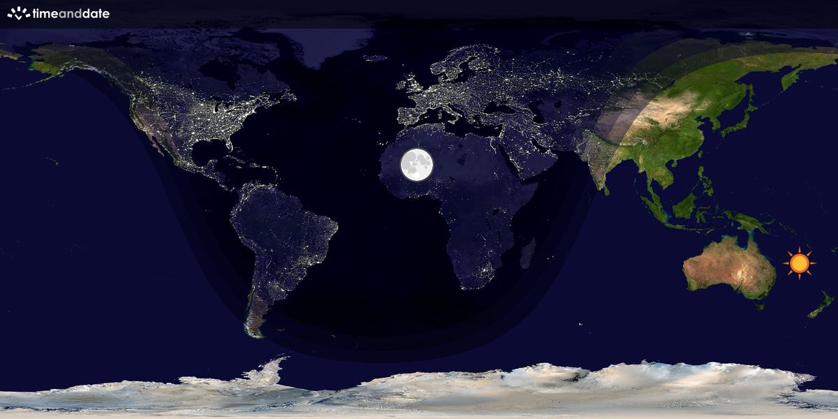 Verdenskart som viser dag og natt 