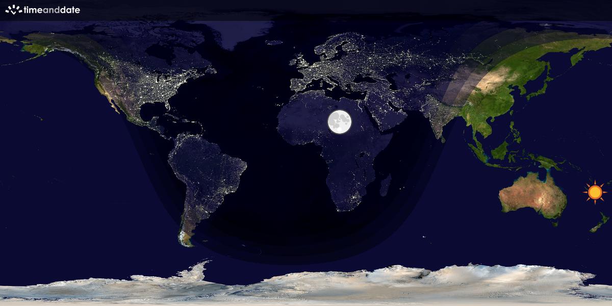 Verdenskart som viser dag og natt 