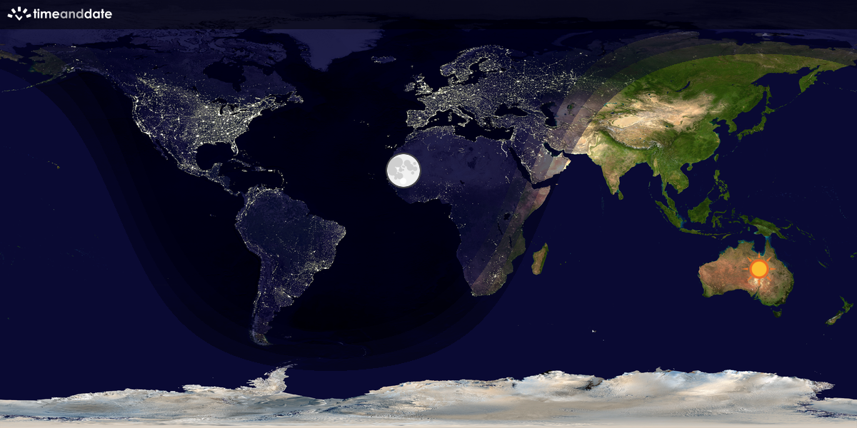 Verdenskart som viser dag og natt 