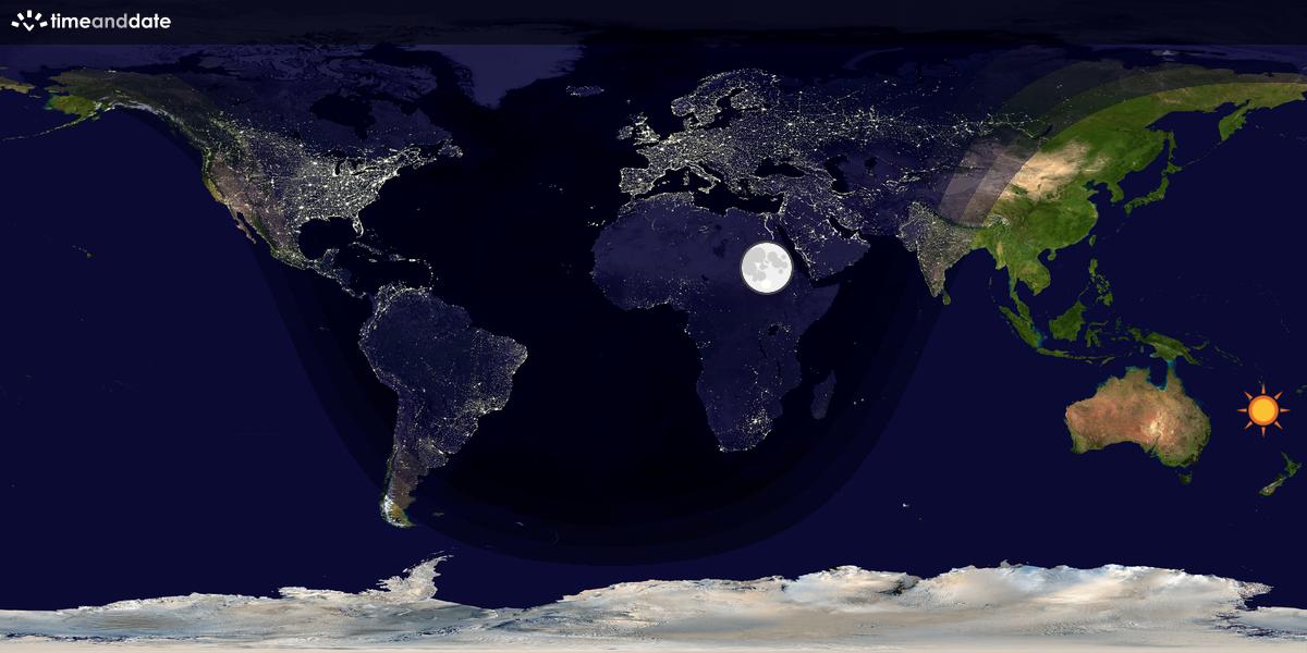 Verdenskart som viser dag og natt 