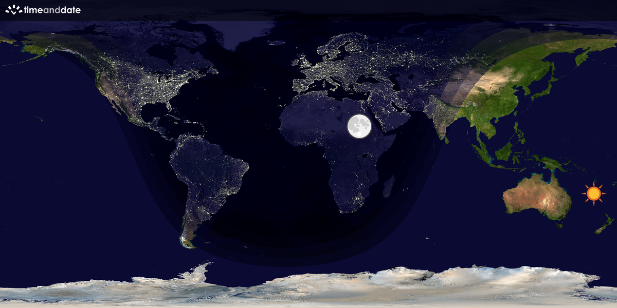 Verdenskart som viser dag og natt 