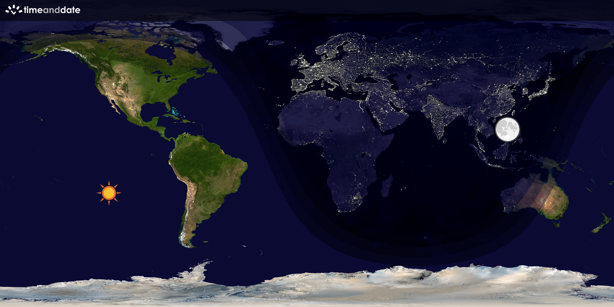 Verdenskart som viser dag og natt 