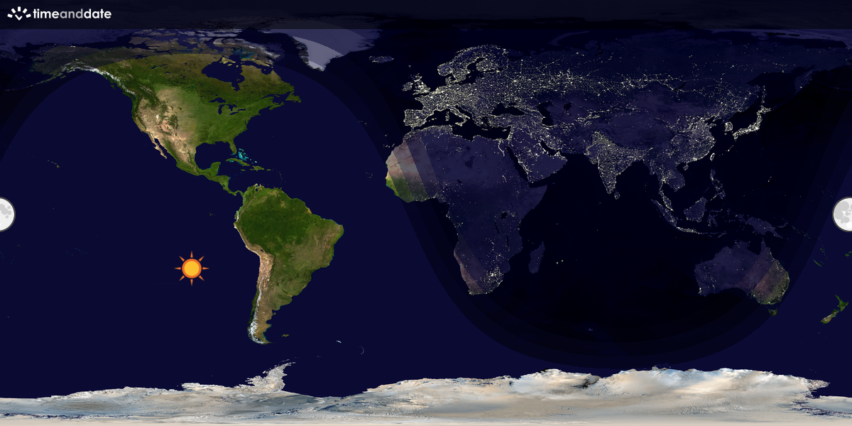 Verdenskart som viser dag og natt 