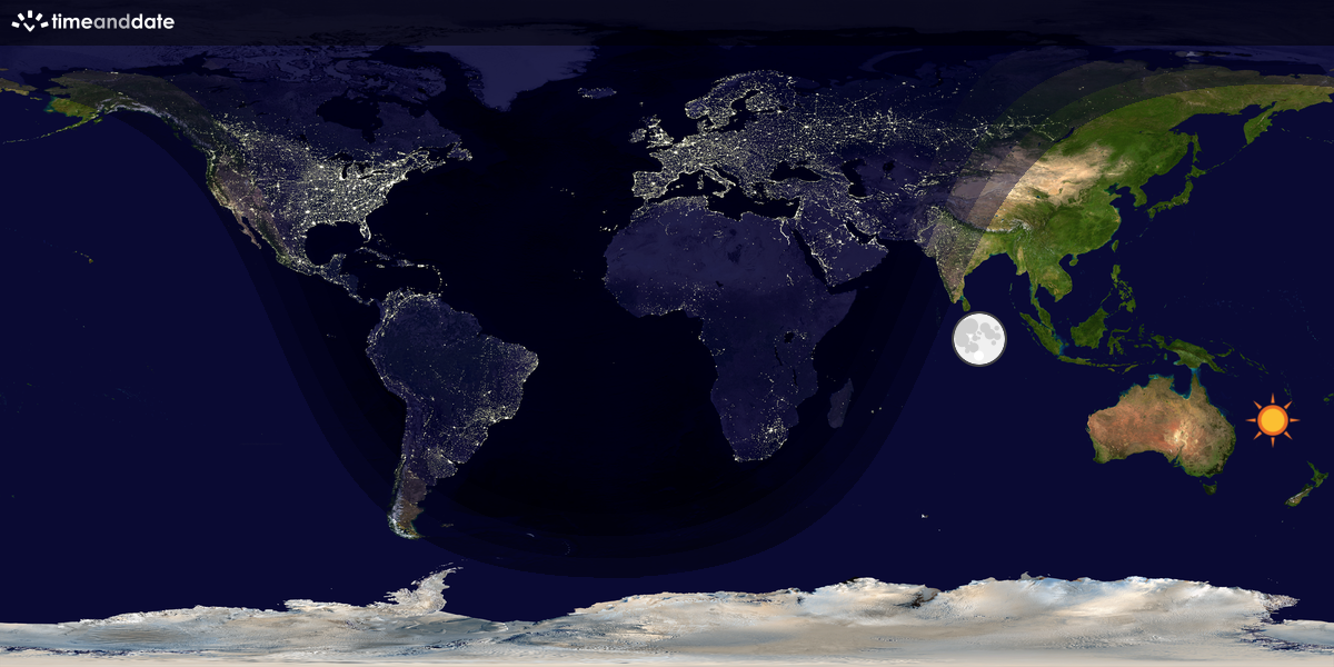 Verdenskart som viser dag og natt 