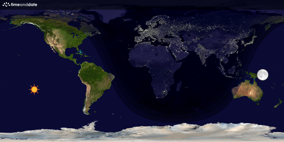 Verdenskart som viser dag og natt 