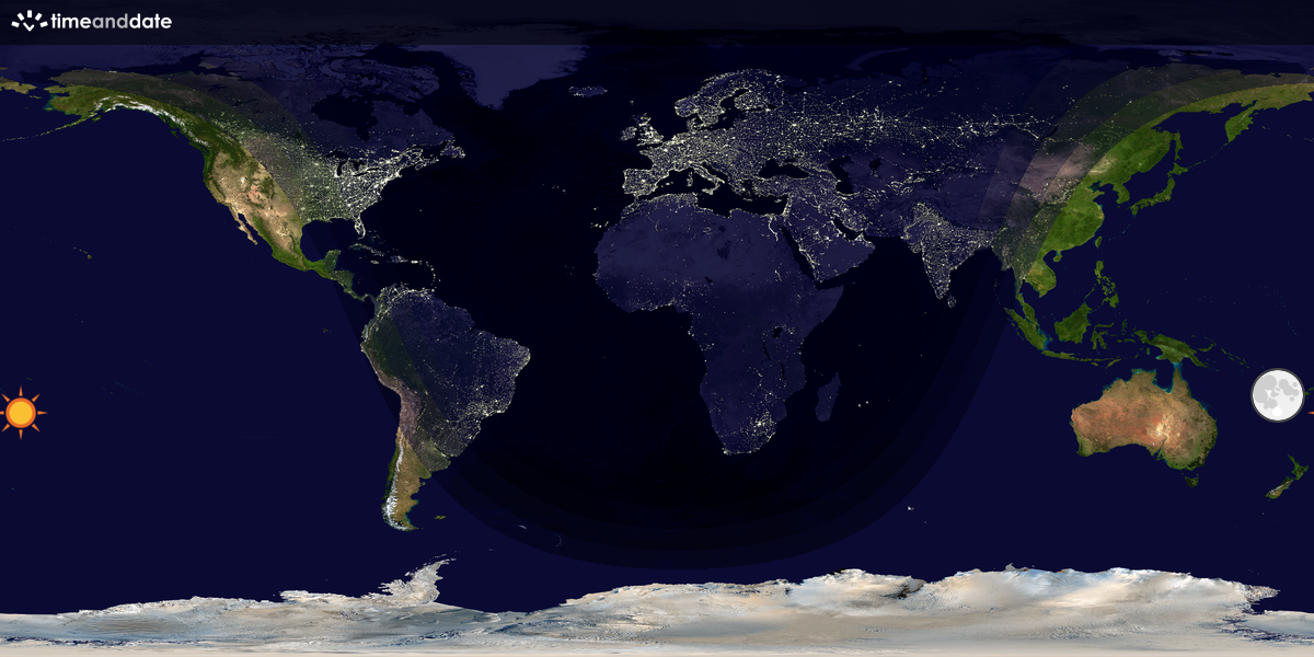 Verdenskart som viser dag og natt 
