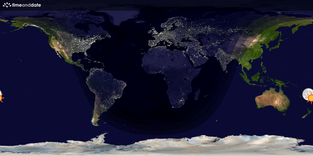Verdenskart som viser dag og natt 