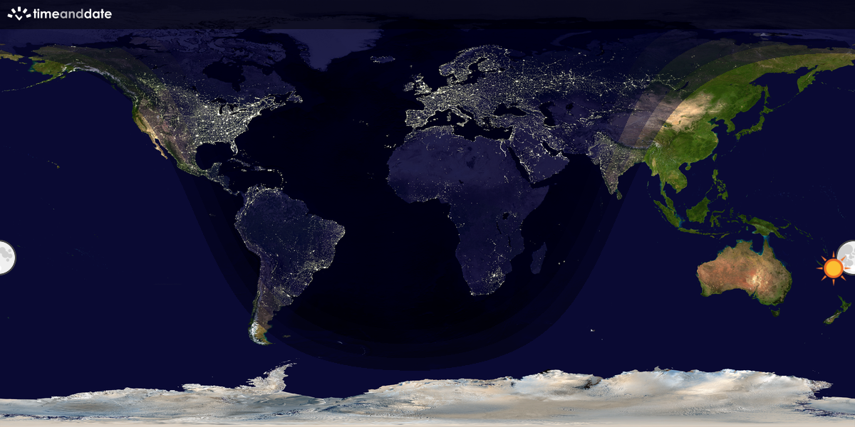 Verdenskart som viser dag og natt 