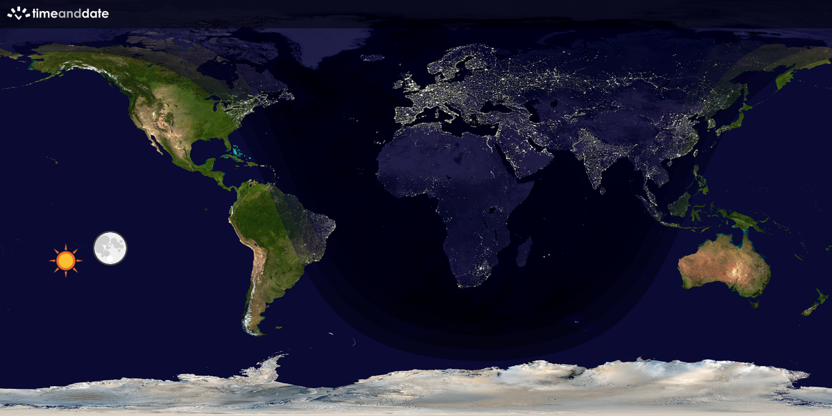 Verdenskart som viser dag og natt 