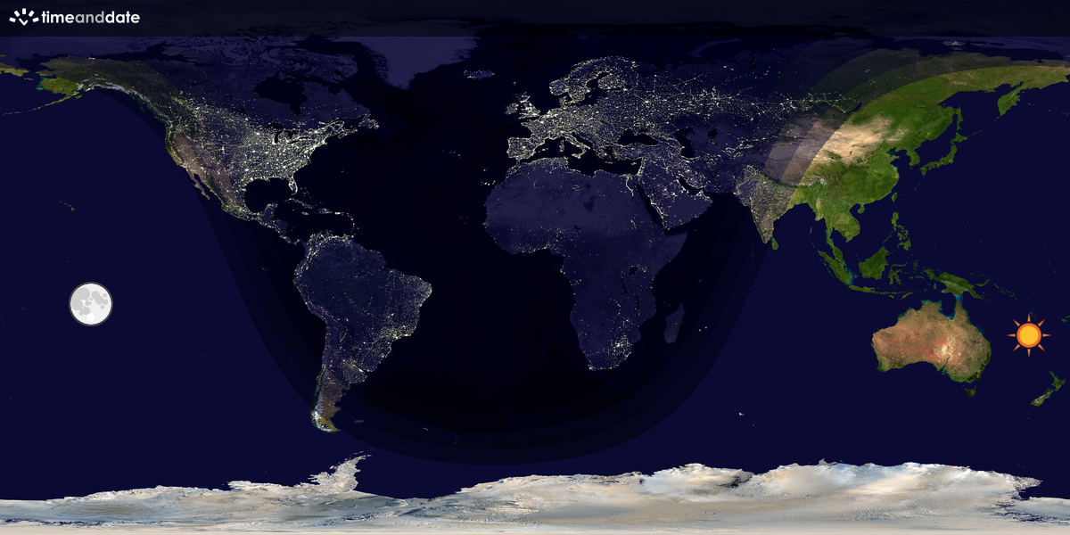Verdenskart som viser dag og natt 