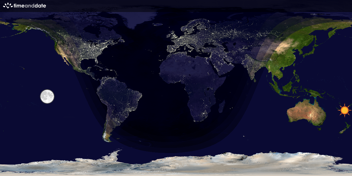 Verdenskart som viser dag og natt 