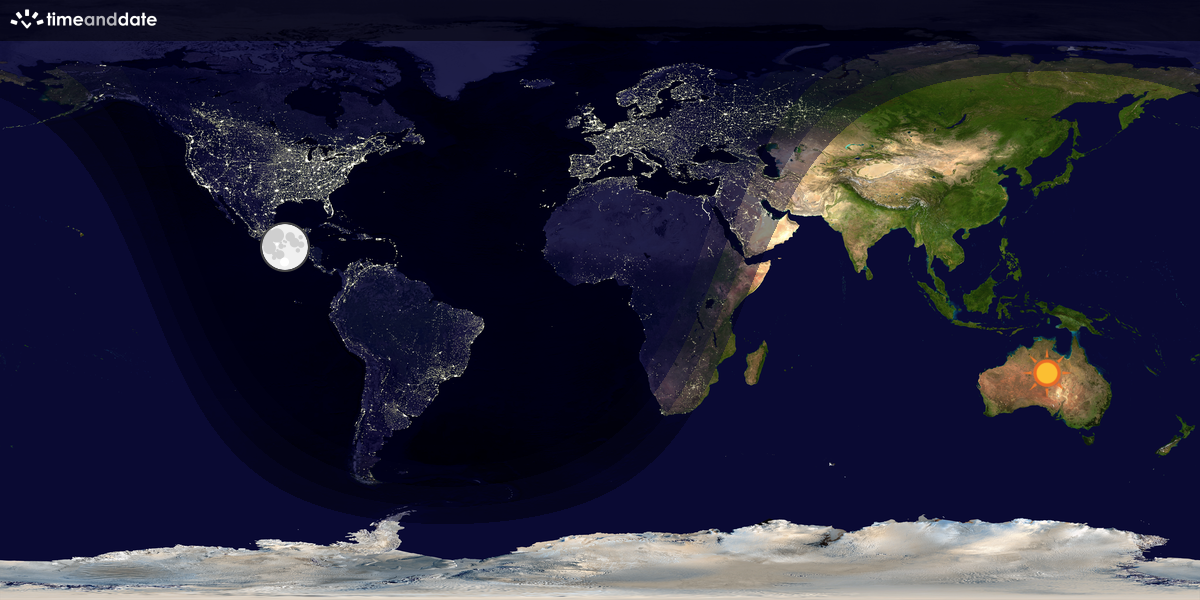 Verdenskart som viser dag og natt 