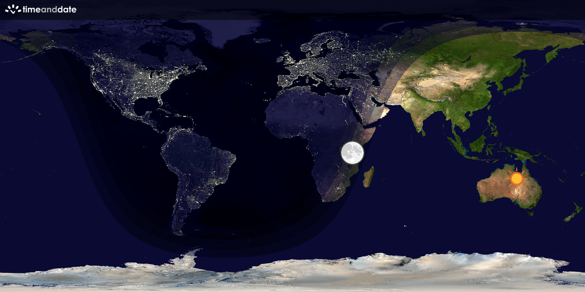 Verdenskart som viser dag og natt 