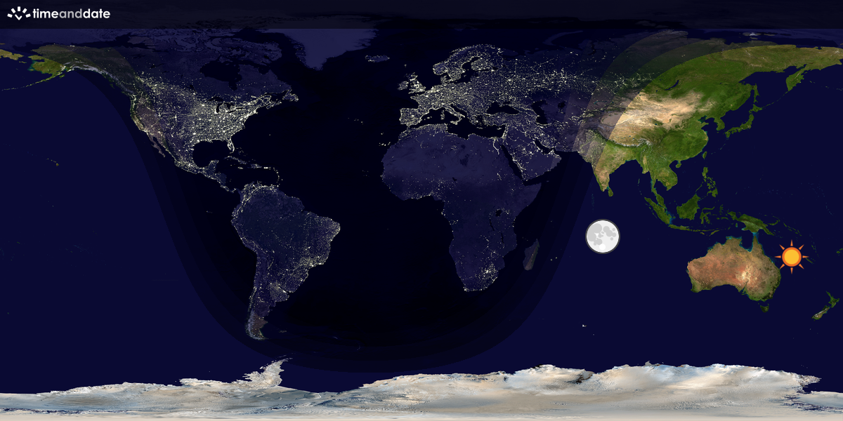 Verdenskart som viser dag og natt 