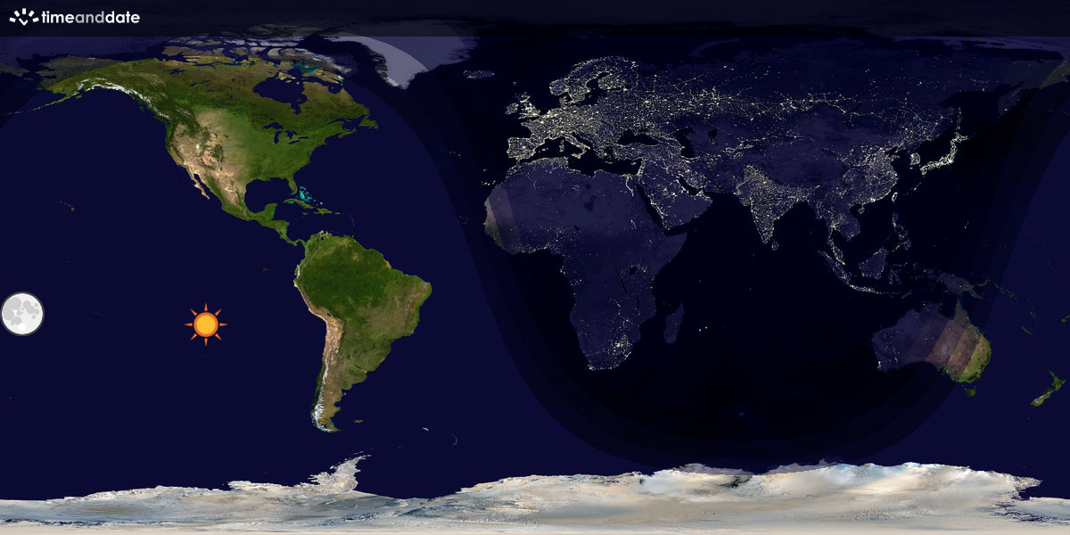 Verdenskart som viser dag og natt 