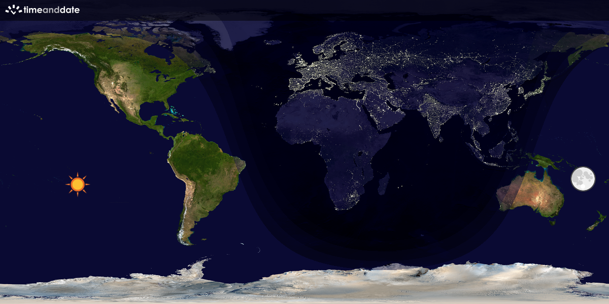 Verdenskart som viser dag og natt 