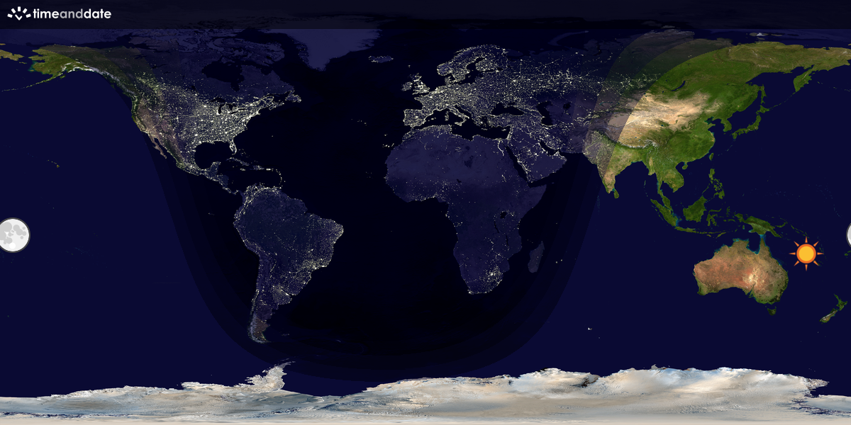Verdenskart som viser dag og natt 
