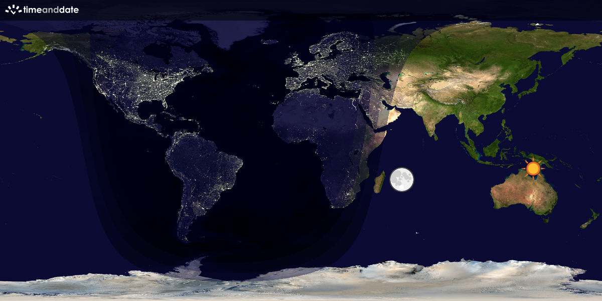 Verdenskart som viser dag og natt 