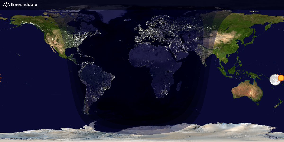 Verdenskart som viser dag og natt 