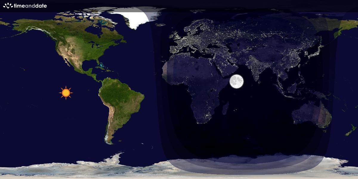 Verdenskart som viser dag og natt 