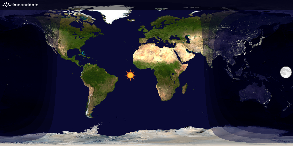 Verdenskart som viser dag og natt 