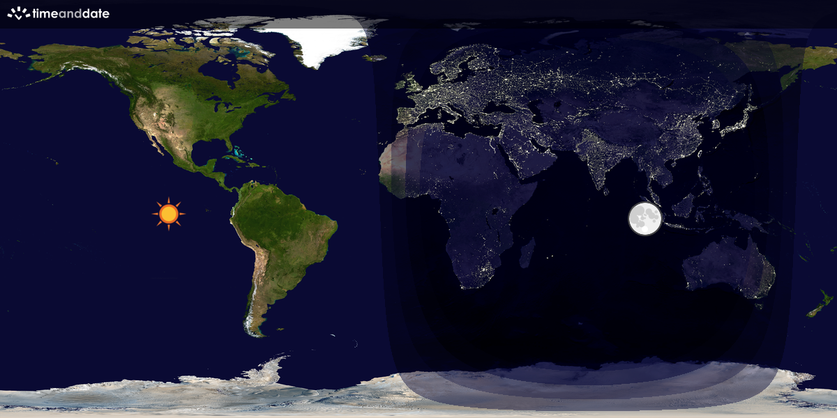 Verdenskart som viser dag og natt 