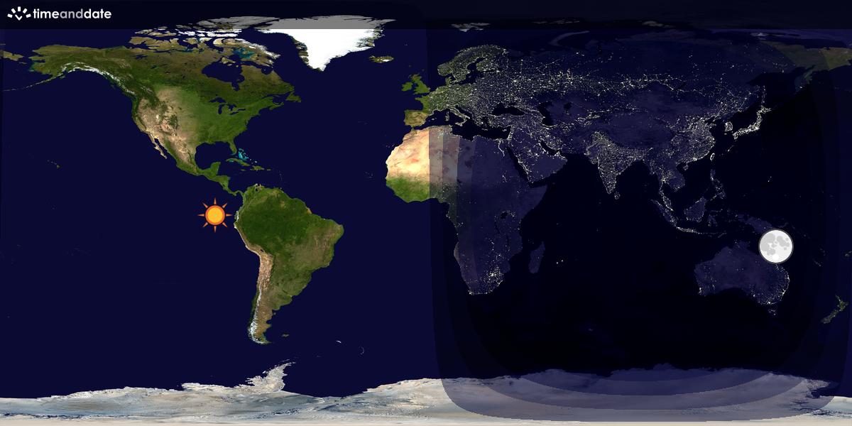 Verdenskart som viser dag og natt 