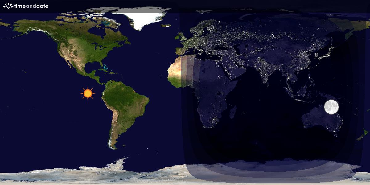 Verdenskart som viser dag og natt 