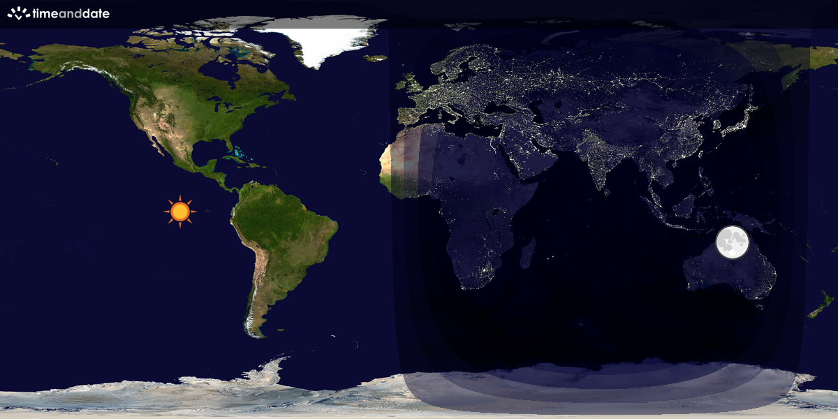 Verdenskart som viser dag og natt 