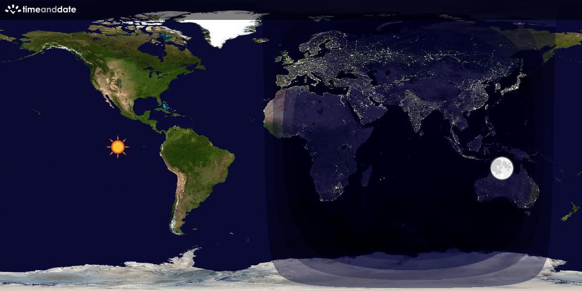 Verdenskart som viser dag og natt 