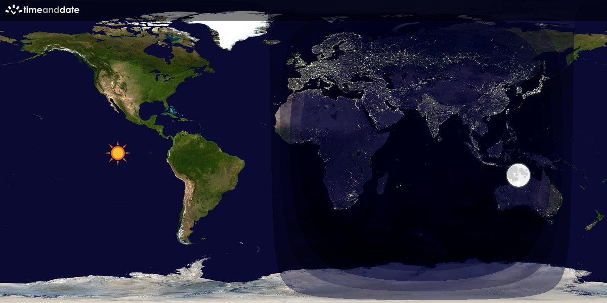 Verdenskart som viser dag og natt 