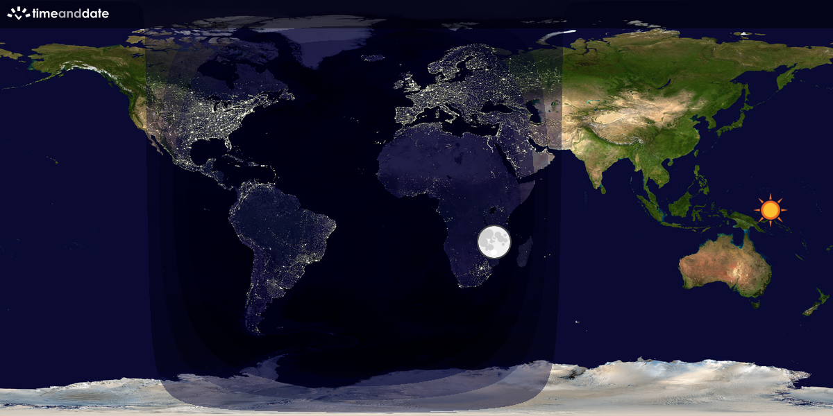 Verdenskart som viser dag og natt 