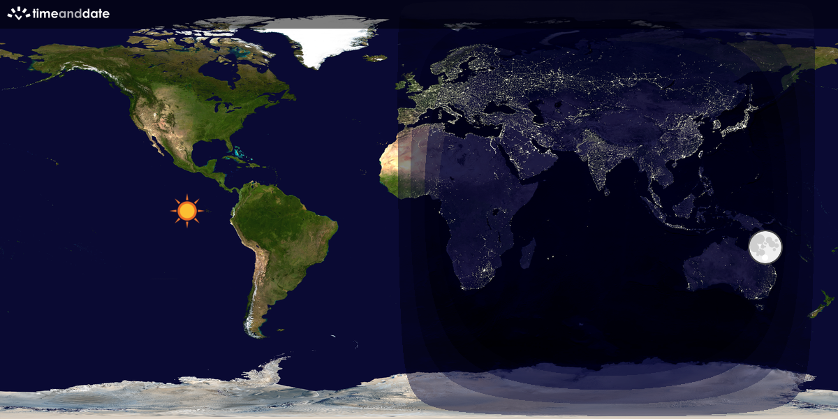 Verdenskart som viser dag og natt 