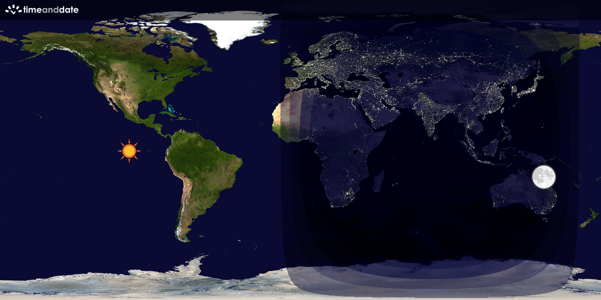 Verdenskart som viser dag og natt 