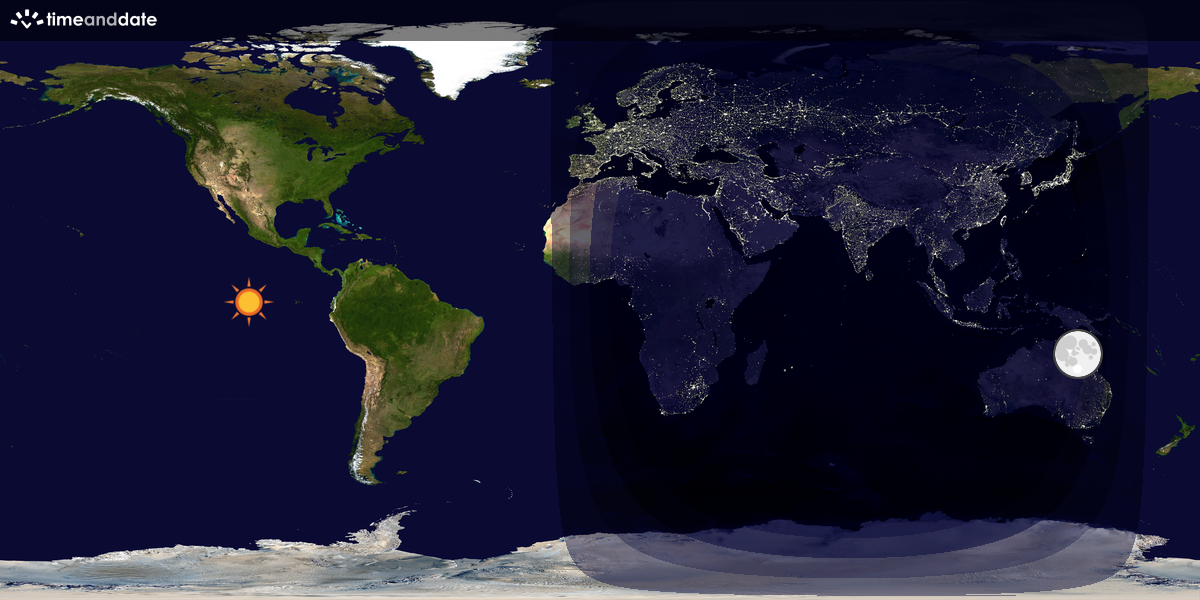 Verdenskart som viser dag og natt 