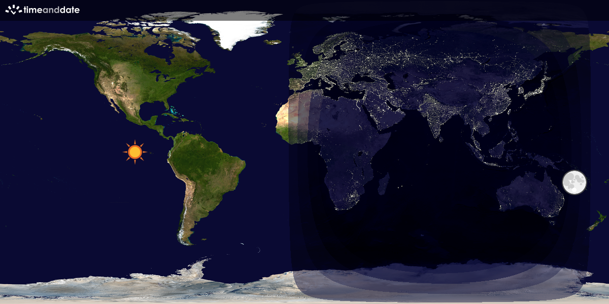 Verdenskart som viser dag og natt 