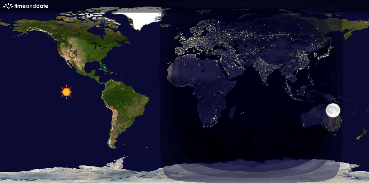 Verdenskart som viser dag og natt 