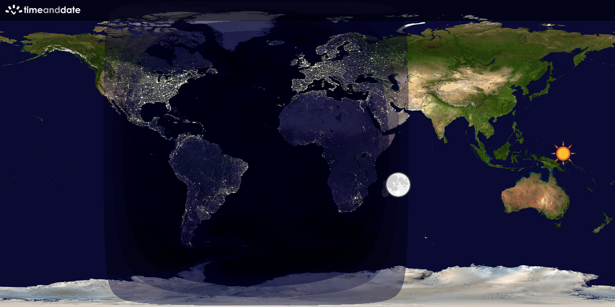 Verdenskart som viser dag og natt 